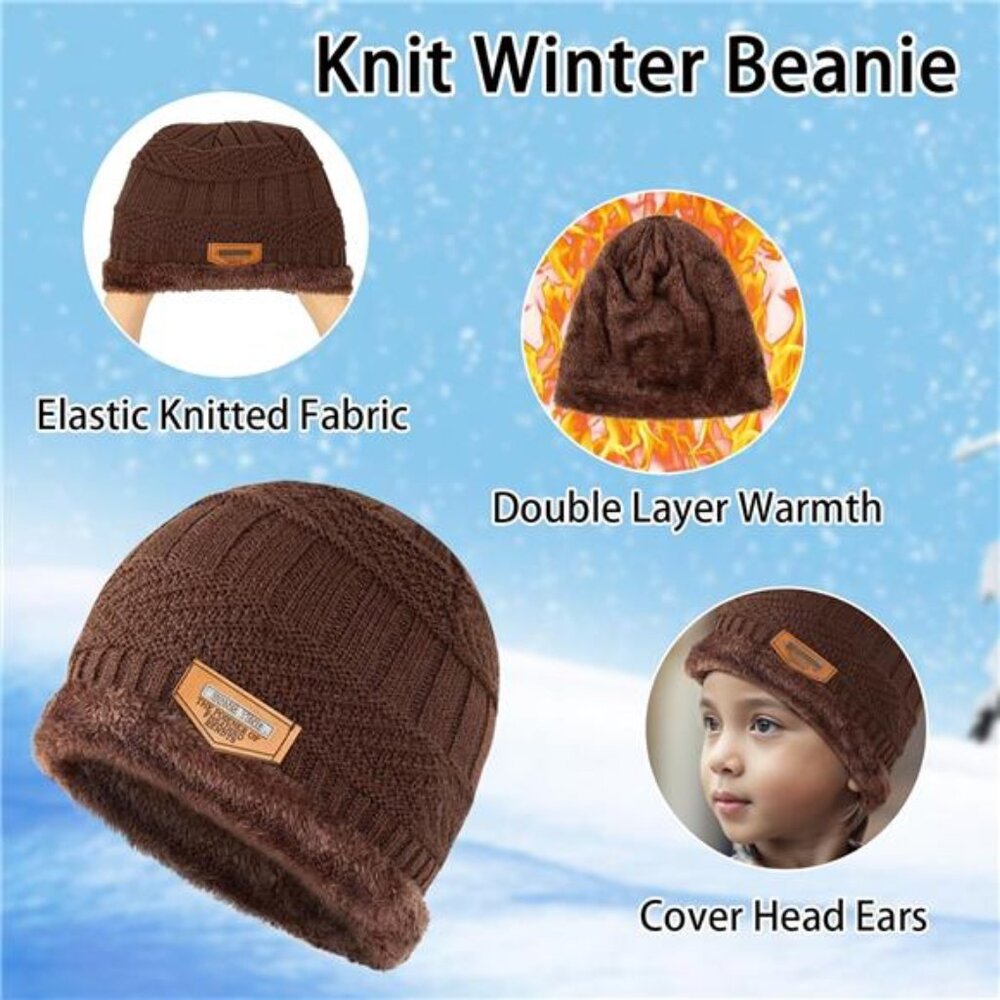 6Pcs Kids 3-in-1 Winter Warm Set, Black & Brown - Picture 4 of 8